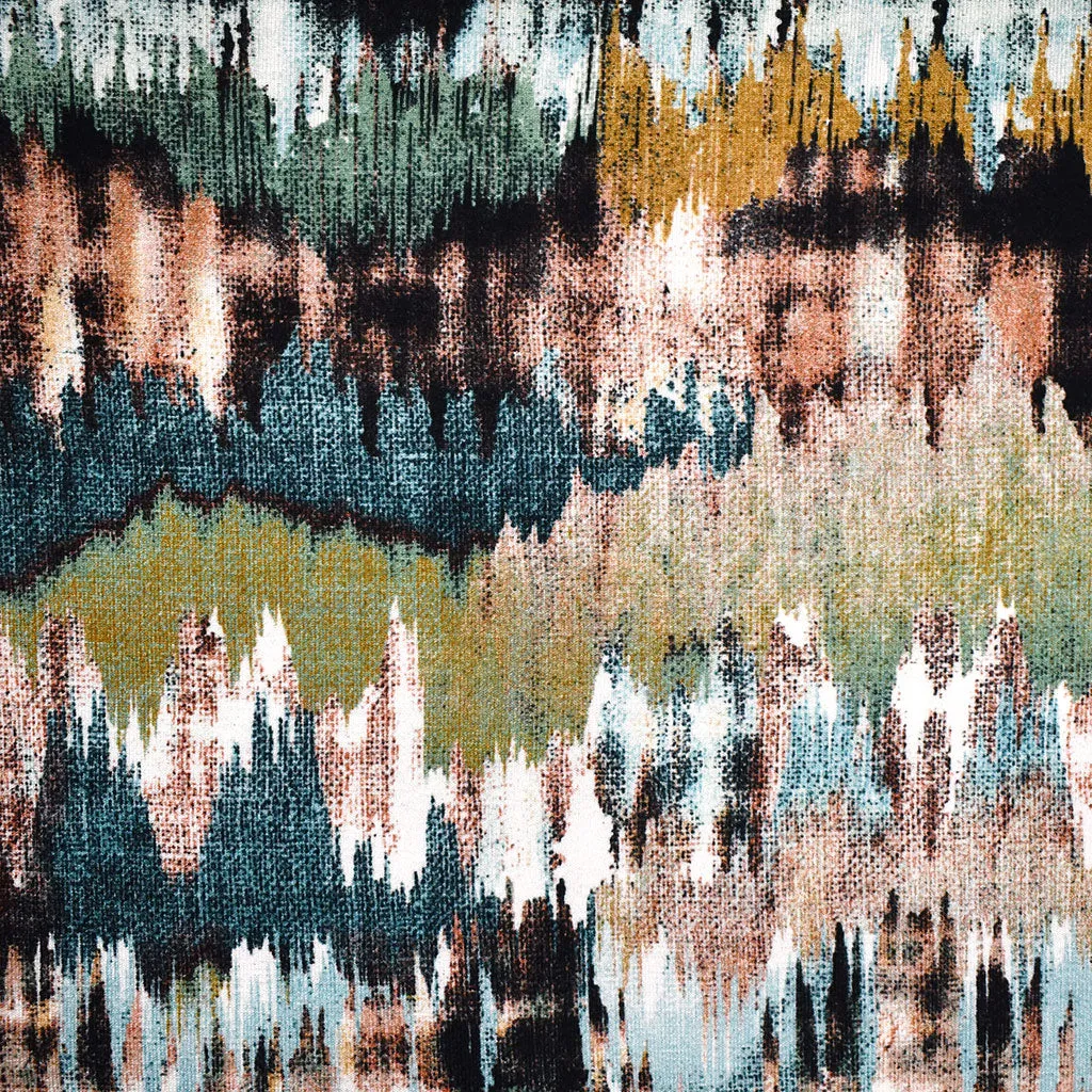 Abstract Watercolor Stripe Rayon Jersey Knit Aqua