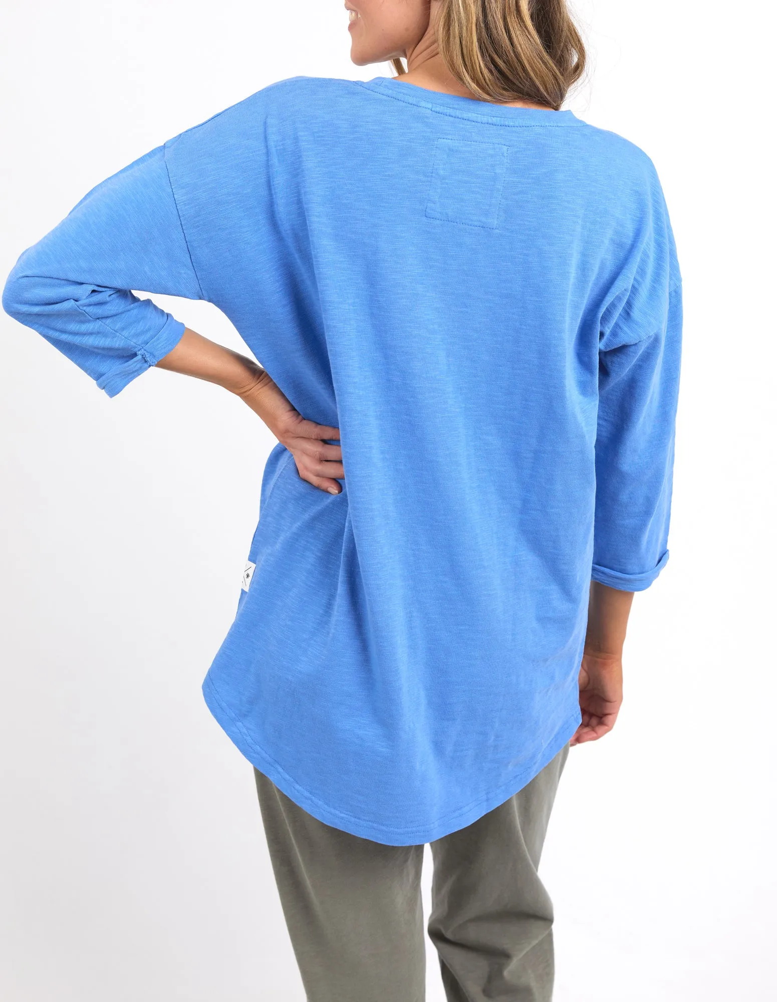 Annie 3/4 Sleeve Tee Cerulean Blue