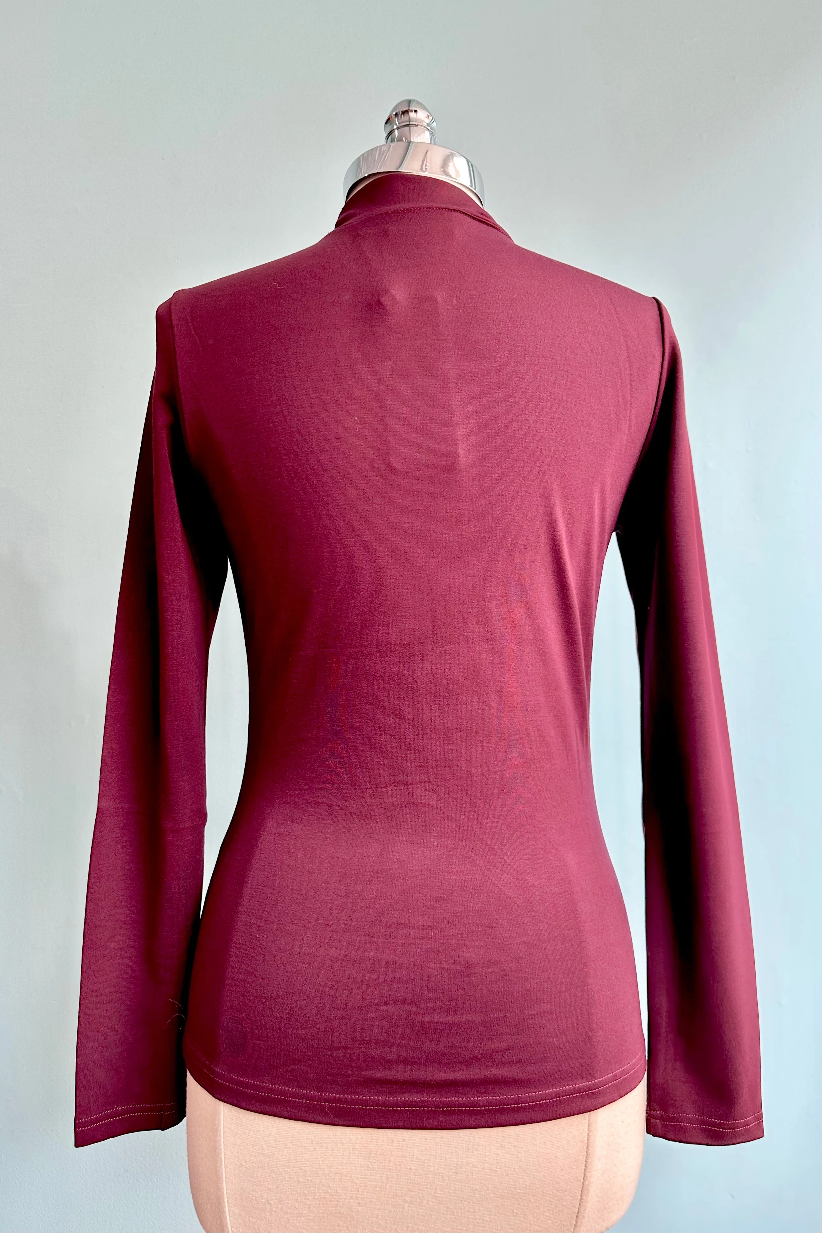 Eggplant Tie Neck Jersey Top by Voodoo Vixen