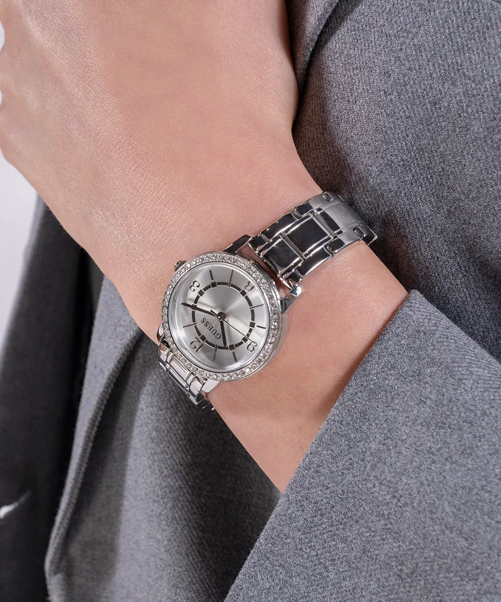 GUESS Ladies Silver Tone Analog Watch Box Set